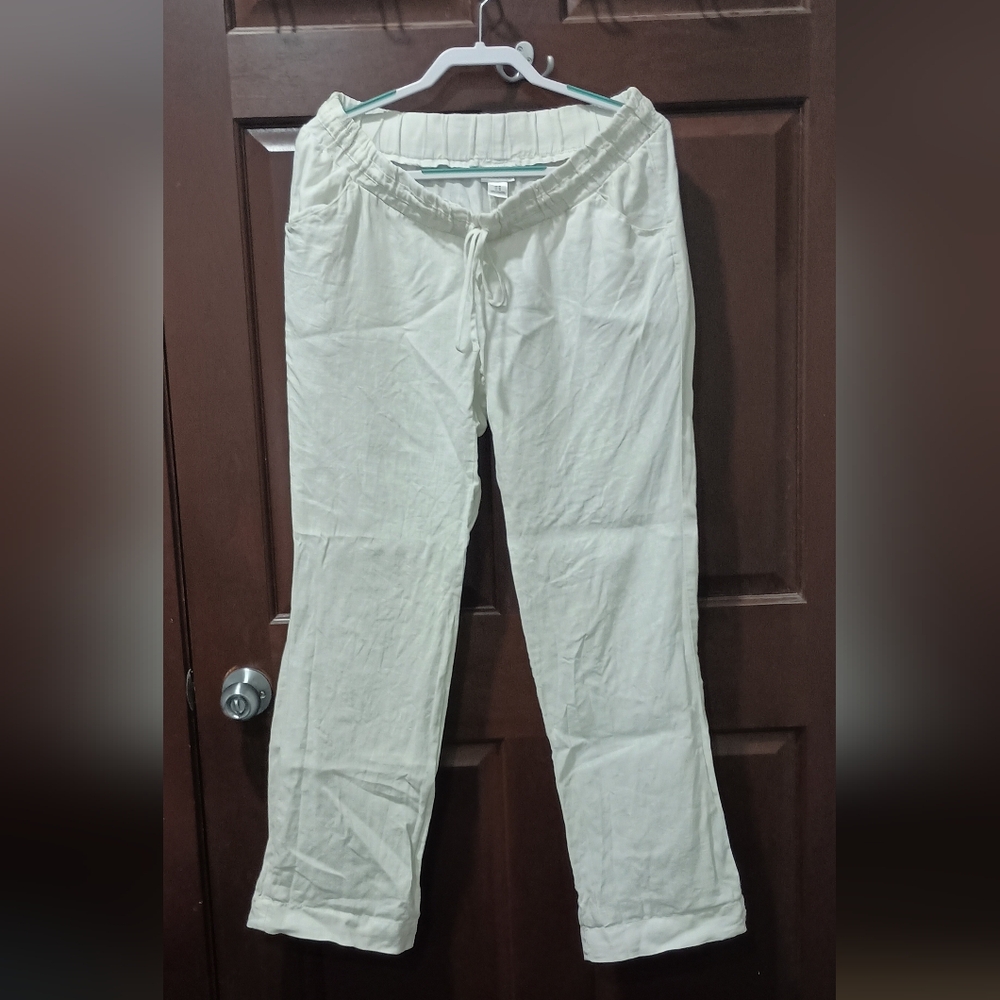 Motherhood Maternity 100% Linen White Pants Size M